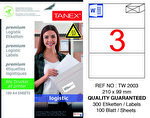 Tanex Tw-2003 Yüksek Yapışkanlı Beyaz Sevkiyat ve Lojistik Etiketi 210 mm x 99 mm