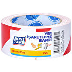 Boss Tape Yer İşaretleme İkaz Bandı 50 mm x 30 m Kırmızı / Beyaz Çizgili