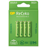 Gp Recyko 950 Mah AAA İnce 4'lü Şarjlı Kalem Pi̇l