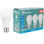 Akkurtlar Led Ampül 6500K Beyaz Işık 9 Watt - 60 Watt  3'lü Paket