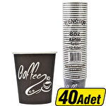Bencup Karton Bardak Desenli 8 oz 40'lı Paket