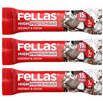 Fellas Hindistan Cevizi & Kakaolu Yüksek Protein Bar 45 g x 3'lü