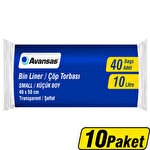 Avansas Çöp Torbası Mini Boy 40 cm x 50 cm Şeffaf 40'lı x 10 Paket Çok Al Az Öde