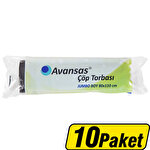 Avansas Çöp Torbası Jumbo Boy 80 cm x 110 cm Siyah 10'lu x 10 Paket