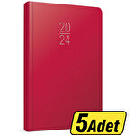 Gıpta 107-ECK 17 cm x 24 cm 2024 Günlük Ajanda Çizgili Bordo 5 Adet