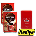 Nescafe Classic Kahve Teneke Kutu 1 kg 2 Adet + Nescafe Red Coffee Box Tekli Hediye