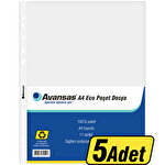 Avansas Eco A4 Delikli Şeffaf Poşet Dosya 100'lü Paket x 5 Adet - Çok Al Az Öde