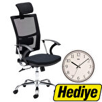 Avansas Comfort Satürn Fileli Müdür Koltuğu +  Regal Klik Duvar Saati Hediye