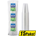 Ece Plastik Eco Otomat Bardağı Şeffaf 180 cc 1,7 g 100'lü x 15 Paket Çok Al Az Öde
