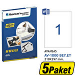 Avansas AV-1000 Beyaz Etiket 210x297 mm 5 Paket Çok Al Az Öde Avansas AV-1000 Beyaz Etiket 210x297 mm 5 Paket Çok Al Az Öde