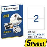 Avansas AV-1102 Beyaz Etiket 210x148,5 mm 2'li x 5 Paket Çok Al Az Öde Avansas AV-1102 Beyaz Etiket 210x148,5 mm 2'li x 5 Paket Çok Al Az Öde