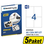 Avansas AV-1204 Beyaz Etiket 105x148,5 mm 4'lü x 5 Paket Çok Al Az Öde Avansas AV-1204 Beyaz Etiket 105x148,5 mm 4'lü x 5 Paket Çok Al Az Öde