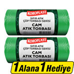 Koroplast Cam Atık Çöp Torbası Jumbo Boy 80 cm x 110 cm Yeşil 10'lu Paket 1 Alana 1 Hediye