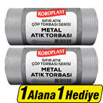 Koroplast Metal Atık Çöp Torbası Jumbo Boy 80 cm x 110 cm Açık Gri 10'lu Paket 1 Alana 1 Hediye