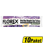 Florex Çöp Torbası Orta Boy 55 cm x 60 cm Mor Lavanta Kokulu Büzgülü 10'lu x 10 Paket Özel Fiyatlı Ürün
