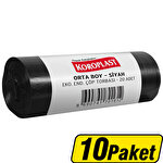 Koroplast Çöp Torbası Eko Endüstriyel Orta Boy 55 cm x 60 cm Siyah 20'li x 10 Paket