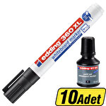 Edding 360 XL Tahta Kalemi Siyah 10 Adet + Edding BT30 Tahta Kalemi Mürekkebi Siyah 1 Adet