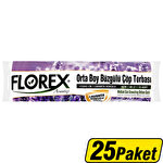 Florex Çöp Torbası Orta Boy 55 cm x 60 cm Mor Lavanta Kokulu Büzgülü 10'lu x 25 Paket Çok Al Az Öde