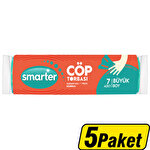 Smarter Çöp Torbası Büyük Boy 65 cm x 80 cm Yeşil 7'li x 5 Paket Çok Al Az Öde