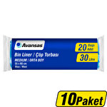 Avansas Çöp Torbası Orta Boy 55 cm x 60 cm  Mavi 20'li x 10 Paket Çok Al Az Öde