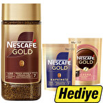 Nescafé Gold Cam Kavanoz 200 g Alımında  Gold Decaf Kafeinsiz 70 g + Gold Crema 80 g  Çözünebilir Kahve Hediye 
