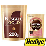 Nescafé Gold Çözünebilir Kahve 200 g Ekonomik Paket Alımında + Nescafe Gold Crema 80 g Eko Paket Çözünebilir Kahve Hediye
