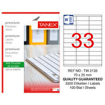 Tanex Tw-2133 Beyaz Etiket 70 mm x 25 mm