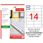 Tanex Tw-2712 Lazer Etiket 105 mm x 42.69 mm 14'lü