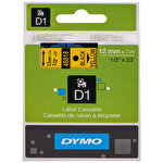 Dymo 45018 Etiket Plastik 12 mm x 7 m Sarı Siyah