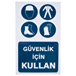 Koruyucu Malzeme Kullan PVC Uyarı Levhası 16 cm x 24 cm