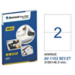 Avansas AV-1102 Beyaz Etiket 210x148,5 mm 2'li Avansas AV-1102 Beyaz Etiket 210x148,5 mm 2'li