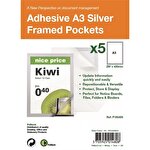 Pelltech A3 Self-Adhesive Display Frame with Magnetic Closure Silver Pack of 5