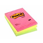 Post-it® Sticky Notes 101 x 152 mm Rainbow Colours 100 Sheets Ruled Pack of 6