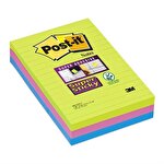 Post-it® Super Sticky Notes 101 x 152 mm Ultra Colours 90 Sheets Ruled Pack of 3
