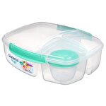 Sistema® Triple Split TO GO™ Lunch Box with Yoghurt Pot Clear 2 L