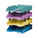Exacompta Stackable Letter Trays Pack of 4 Pastel Colours