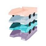 Exacompta Stackable Letter Trays Pack of 4 Bright Pastel Colours