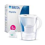 BRITA Marella Water Filter Jug White 2.4L incl. 5 Maxtra Pro Cartridges