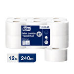 Tork Mini Jumbo Toilet Roll 2.25" 240M 1Ply Pack of 12