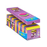 Post-it® Super Sticky Notes 76 x 76 mm Assorted Colours 90 Sheets Pack of 24