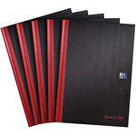 Oxford Black n Red A4 Casebound Hard Cover Notebook Ruled 192 Pages Matt Black/Red Pack of 5