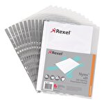 Rexel Nyrex™ Foolscap Punched Pocket Left Opening Grey Strip Pack of 25