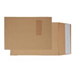 Blake Purely Packaging C4 324 x 229 x 25 mm Pocket Gusset Window Peel & Seal Envelopes 130 gsm Manilla Pack of 125