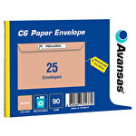 Avansas C6 Wallet Peel & Seal Envelopes 114 x 162 mm 90 gsm Manilla Pack of 25
