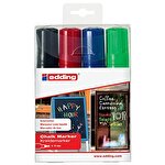 Edding 4090 Chalk Marker Chisel Tip 4-15 mm Line Assorted Colours Pack of 4