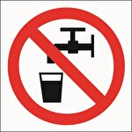 Seco Not Drinking Water Sign Semi-Rigid Plastic Peel & Stick 200 mm x 200 mm Red & White
