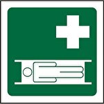 Seco First Aid Sign Semi-Rigid Plastic Peel & Stick 200 x 200 mm Green & White