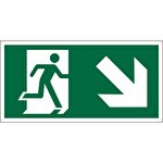 Seco Exit Down Right Arrow Sign Semi-Rigid Plastic Peel & Stick 400 x 200 mm Green & White