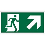 Seco Exit Up Right Arrow Sign Semi-Rigid Plastic Peel & Stick 300 x 150 mm Green & White