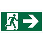 Seco Exit Right Arrow Sign Semi-Rigid Plastic Peel & Stick 400 x 200 mm Green & White